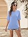Minetom Damen Halbarm T-Shirt Rundhals Sommer Tshirt Leichte Einfarbig Oberteil Basic Tops A Hellblau L