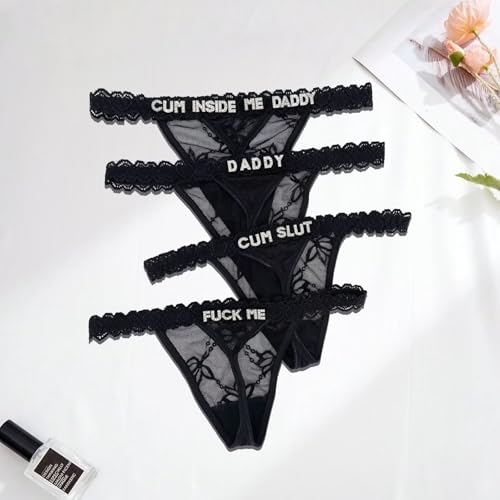 Image of UIASKOWP Personalized Thong With Special Word Funny Custom Underwear Thong Low Rise Sexy G-String for Women