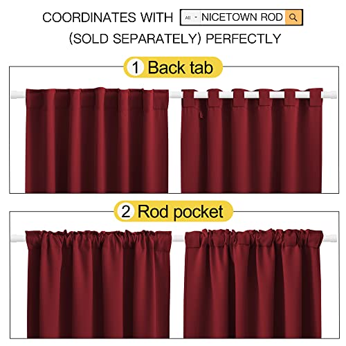 Nicetown Blackout Curtain Panels For Girls (Red Color) 52W X 72L, 2 Panels, Noise Reducing Back Tab Blackout Draperies #TOP2