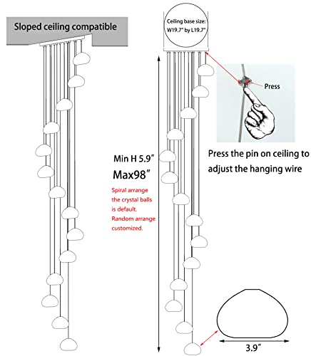 Dolria 14 Lights Modern Led Crystal Light Bubble Chandelier Light Fixture For High Ceiling Living Room Foyer Silver Chrome Finished Raindrop Pendant Lighting, Warm Light #TOP1