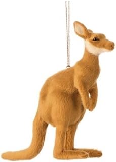 The Bridge Collection Faux Fur Kangaroo Ornament - 6" Soft Australian Marsupial Christmas Ornament - Animal Holiday Decor