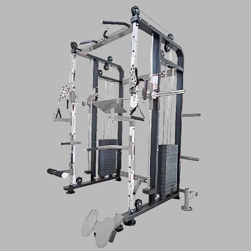 Image of Gym24 Functional Trainer with Smith Machine Home Gym Setup G24FTS501 | Dual 80 kg PVC Weight Stack | Multi Gym with Leg Press Pull Up Dip Bars T Bar Row | Grey Black