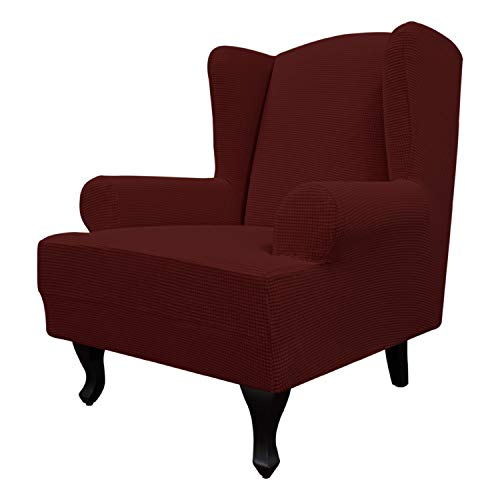 Image of Easy-Going Stretch Large Wingback Chair Sofa Slipcover Wine