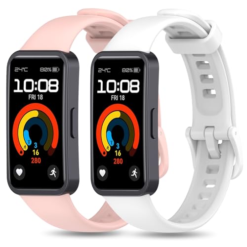 Xisair Paquete de 2 Correas de Silicona de Repuesto Compatibles con Huawei Band 8/9/10 Correa Deportivas, Accesorios para Relojes Inteligentes, Pulsera Transpirable, Suave y Cómoda