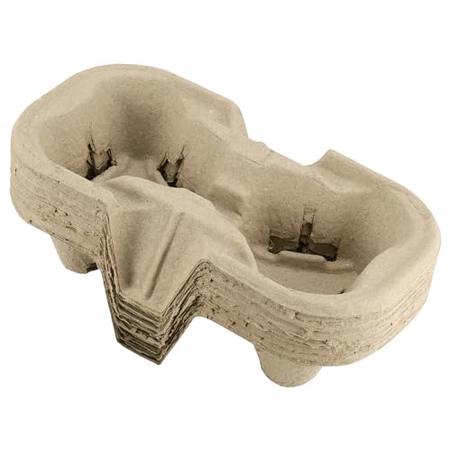 KEILEOHO 100 Stück Getränkehalter aus Zellstofffaser, 2er Becherhalter Pappe zum Mitnehmen, Becherträger Pappe Für Kaffee Heiße Kalte Getränke, 22 x 11 x 4,5 cm