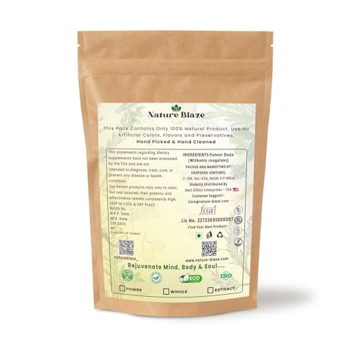 Organic herbs Ayurvedic Herbal Indian Rennet | Paneer Doda | Paneer ka Phool | Withania Coagulans (200Gm / 7.05oz)
