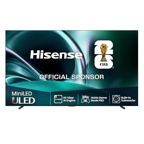 Hisense 85U7Q Fernseher 85 Zoll, 4K Mini LED ULED, Smart TV, Hi-View AI Engine, 144Hz Game Mode Pro, FreeSync Premium, Built in Subwoofer, Dolby Vision IQ Atmos, Airplay, Sprachsteuerung[2025]