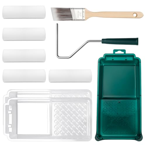 YiBaiBrush Rouleau de peinture en mousse, 10 cm, petit rouleau en mousse haute densité, avec kit de bac et d'insert, pour peindre et vernir