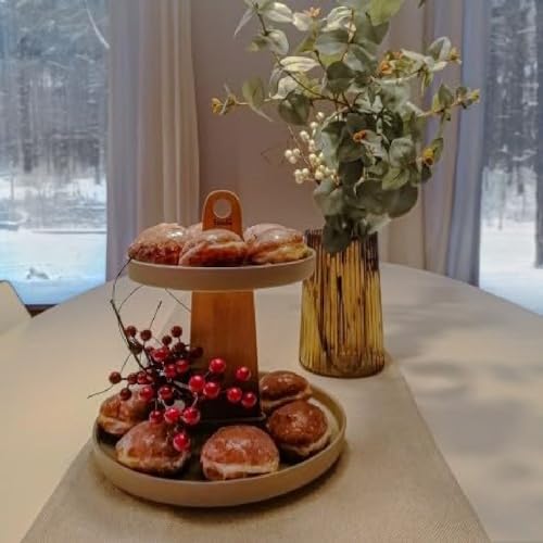 Husla 73975 Cake Stand, Ceramic/Wood, Grey - Image 2