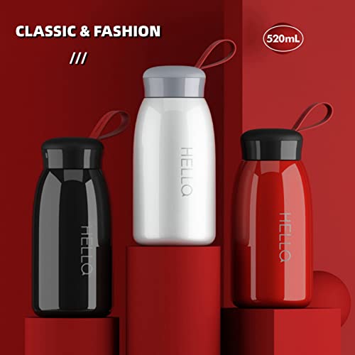 Insulated Water Bottle 520Ml Stainless Steel Double Wall Vacuum Mug Thermos With Silicone Handle Sealed Insulated Sports Flask Leakproof Beverage Coffee Bottle For Biking Camping Office Car, Red #TOP6
