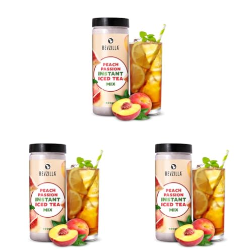 Image of Bevzilla Peach Passion Instant Iced Tea Mix - 400 Grams | Perfect For Summers| Refreshing| Instant (Pack of 3)