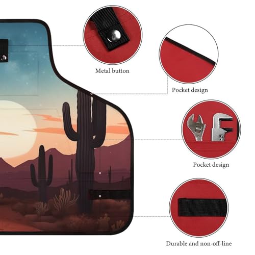 Delantal de trabajo con cactus y bolsillos, ajustable miniatura 3