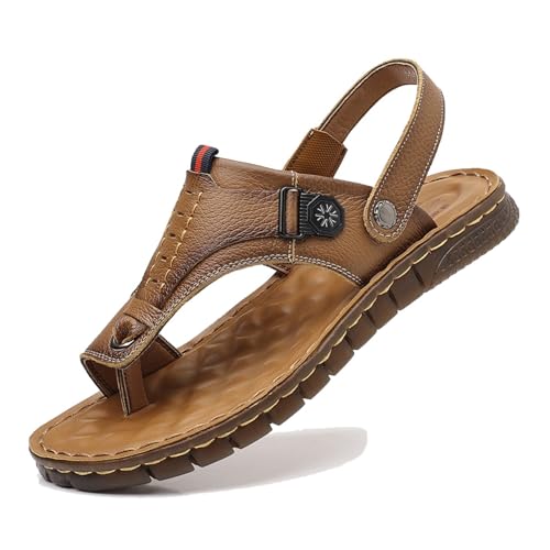 CLSQLXYJZC Orthopedic Closed Toe Sandals Shoes, Men's Summer Fashion Adjustable Arch Support Bunion Corrector Sandals, Open Toe Slip-On Big Beach Holiday Flip Flops, for Papa, Husband, Grandpa