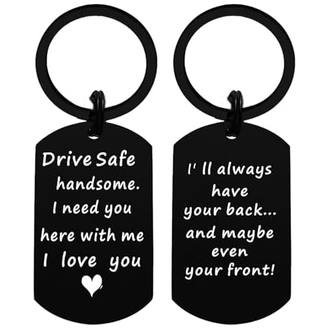 TANWIH Drive Safe Keychain for Husband Boyfriend Him - Valentine's Day Gifts for Him - Romantic and Funny Keychain Gift for Men Cover