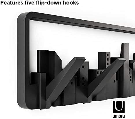 Umbra Skyline Multi-Hook Wall-Mount Coat Rack, Black