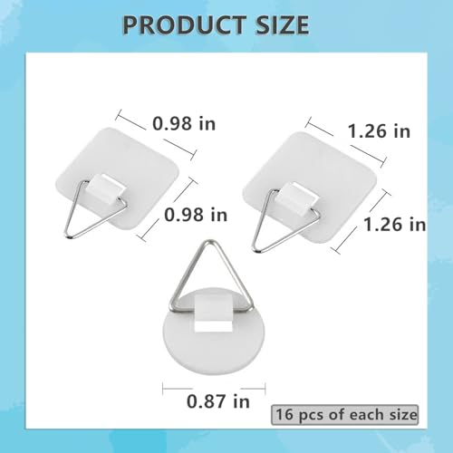 Image of 48 Pcs Invisible Adhesive Plate Hanger Plastic Adhesive Picture Hanging Hooks without Nails Plastic Holders Sticky Hangers for Plate Pictures Wall Art Decor Supplies, White