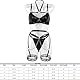 BDSMJOY Sexy Dessous Damen für Sex,Leder Strapsen Dessous Set mit Tanga,Tiefer V-Ausschnitt Öffnen Zurück Sexy Outfit für Damen,erotisch Unterwäsche Reizwäsche hochwertig (Schwarz, M)