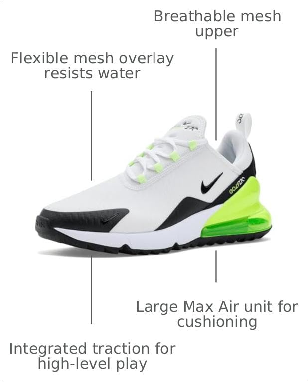 Image of Nike Air Max 270 G Golf Shoe (White /Volt /Barely Volt /Black)
