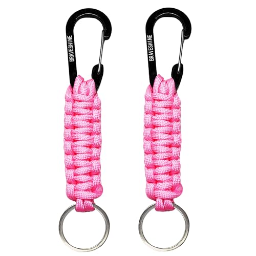 Image of BRAVESHINE Paracord Keychain Carabiner Clip, D Ring Lanyard Hanger Stroller Hook for Water Bottle, Key, Backpacks, Men, Women