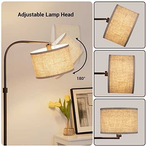 Edishine Arched Floor Lamp For Living Room, Arc Standing Tall Lamp With Adjustable Linen Lamp Shade, Modern Minimalist Corner Reading Light For Bedroom, Office, 62" (Bronze) #TOP2