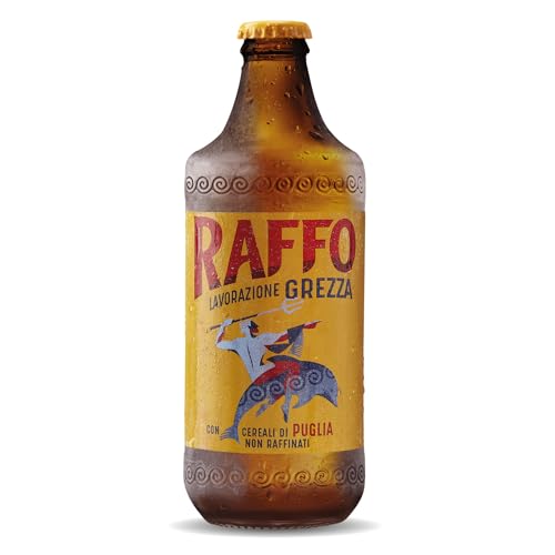 Raffo Lavorazione Grezza 1 Birra in Bottiglia da 45 cl, Birra Lager Non Filtrata A Bassa Fermentazione dal Gusto Rotondo e Piacevolmente Fresco e dal Colore Dorato, Gradazione Alcolica 4.8% Vol