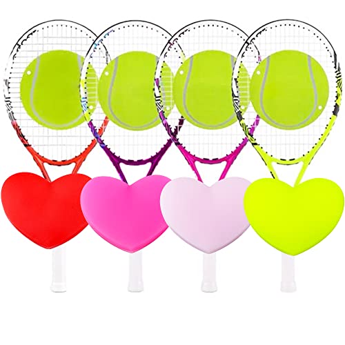 8 Pack Tennis Racquet Dampeners, Heart Shape Rubber Tennis Racket Damper Shock Absorber, Tennis Vibration Dampener With 4 Colors #TOP2