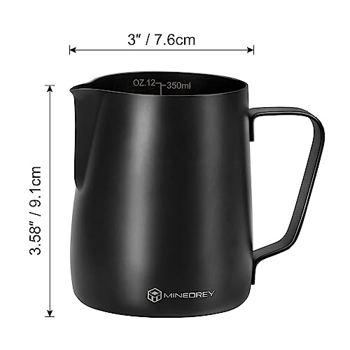 MINEOREY Milk Frothing Pitcher, 304 Stainless Steel Milk Jug, 12oz/350ml Milk Steaming Pitcher, Milk Frother Cup with Latte Art Pen, Coffee Maker/Espresso Machine Accessories (Starry sky gray) - Thumbnail 3