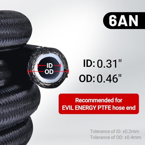 EVIL ENERGY 6AN PTFE Fuel Hose Line E85 Nylon Braided 10FT Black an6 Fuel Line 5/16 Inch ID - Image 4