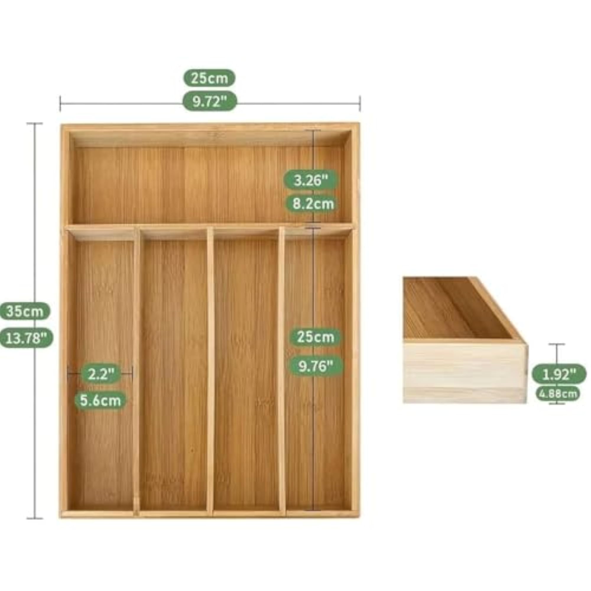 Bamboo Cutlery Organizer Tray for Kitchen