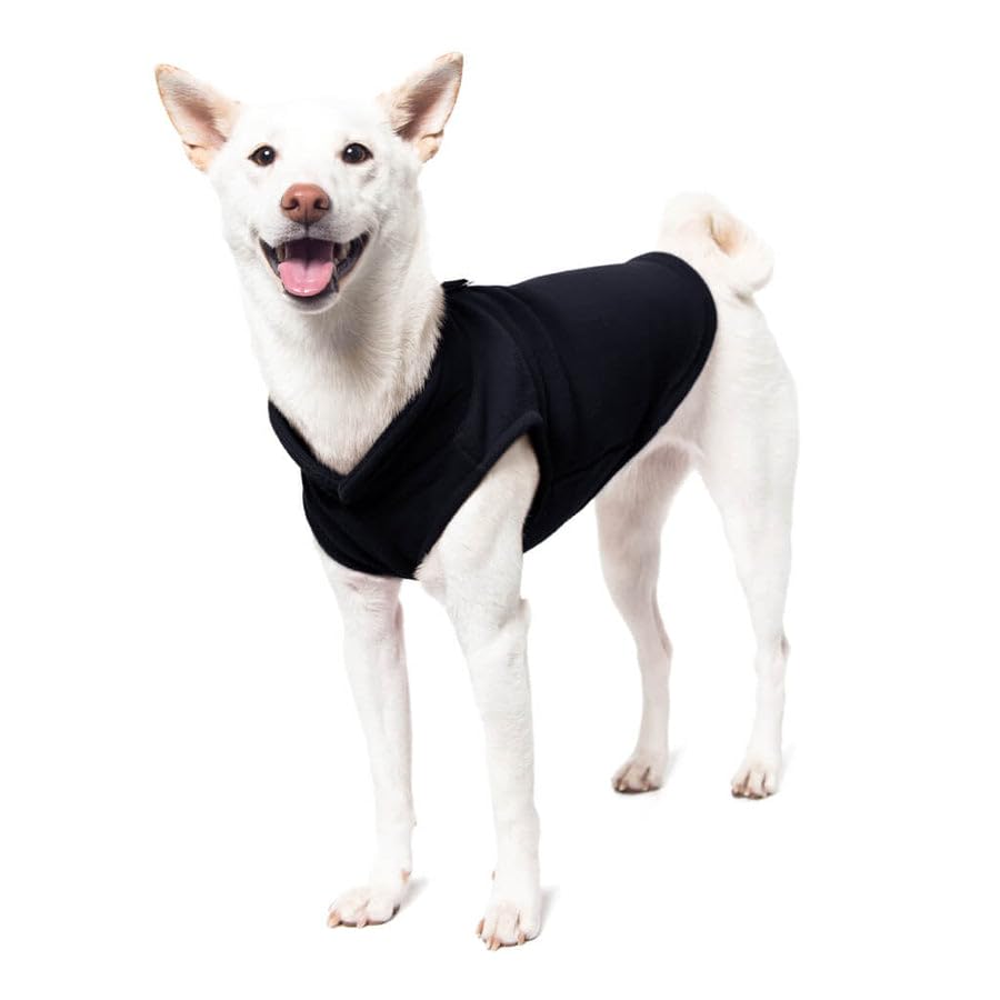 Image of Gooby Fleece Vest Dog Sweater, Black, Small | Soft warm fleece; Pullover, easy on /off (no zippers); O-ring leash attachment; Machine washable