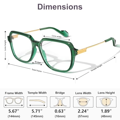 Image of VISOONE Oversized Blue Light Blocking Glasses with Chic Square TR90 Frame and Metal Temple for Women Men Ryan