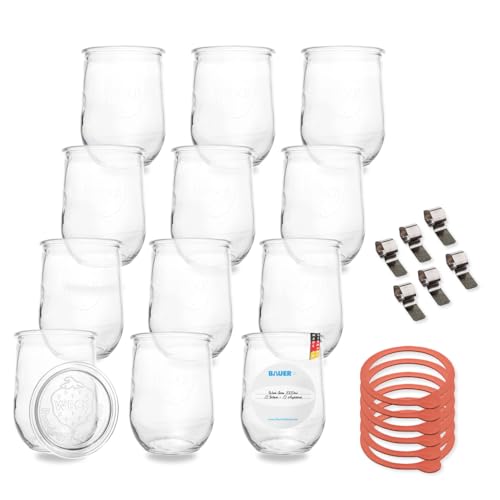 WECK 12er Set 1L Einmachgläser zum befüllen - Weckglas Tulpenglas als...
