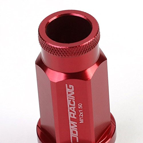 Red Aluminum M12 x 1.5 25MM Diameter/50MM Height Open End Acorn Tuner 20 Piece Lug Nuts