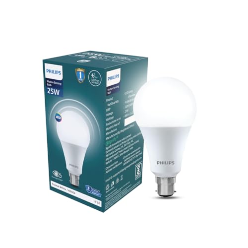 Image of Philips 25W Motion Sensor LED Bulb | Cool White 6500K | B22 Base | Auto On /Off Sensor Light | Energy Efficient & Hands-Free Lighting | Pack of 1