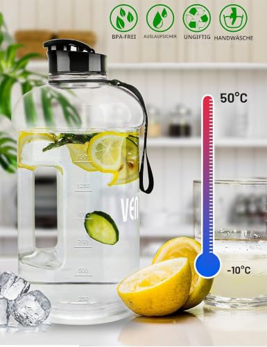 VENNERLI Trinkflasche 2,2L Wasserflasche Sportflasche mit Griff Sport Gym Water Bottle BPA Frei Fitness Training Groß Plastik Fitness… – Ansicht 2