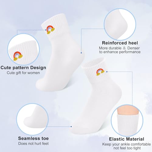 Image of Eurzom 10 Pairs Socks Womens Crew Elastic Ankle Length Cotton Socks Aesthetic Cute Lightweight Low Cut Gifts for Women