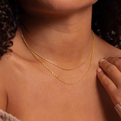 Elegance 11 designs Gold Thin Chain Layered Necklaces For Women Non Tarnish,18k Gold Plated Stainless Steel Dainty Waterproof Gold Necklace Set Stack For Women Gifts Jewelry4