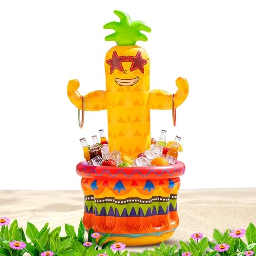 Glacière gonflable boisson ananas 122 cm pour bar de piscine et plage