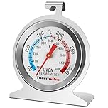 ThermoPro Oven Thermometer for Inside Oven, Upgraded 431 Stainless Steel Dial Easy to Read Meat Thermometer with Tempered Glass, Pizza Oven Temperature Gauge for Baking Grilling Cooking Thermometer