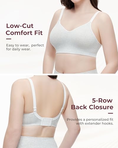 Momcozy Seamless U.S. Cotton Wireless Bras for Women, Comfortable Full Coverage Bra with Fixed Pads for Everyday Wear4