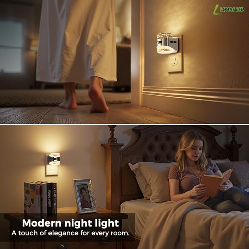 Image of L LOHAS LED Motion Sensor Night Light,5CCT Night Lights Plug into Wall | 2 Pack Color Temperature Change Night-Light,Acrylic Bubble Dimmable Nightlight with Dusk to Dawn Sensor for Bathroom Hallway