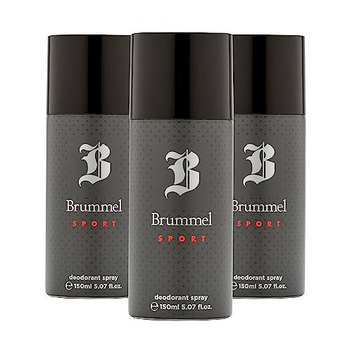 BRUMMEL - Sport Pack de 3 x 150 ml, Desodorante Hombre Spray, Desodorante para Todo Tipo de Piel, Protección de Larga DuraciónDeodorant Hombre, Aroma Oriental Amaderado, Fragancia Fresca
