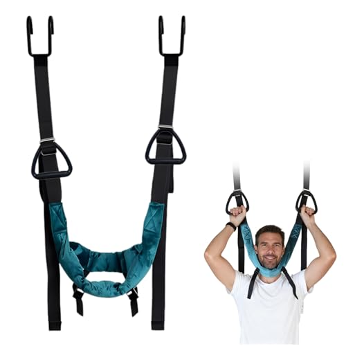 Cervical Neck Traction Device Over Door for Home Use Portable Neck Stretcher Hammock Decompression Home Physical Therapy (Blue)