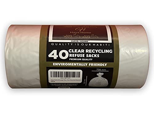 Haya Home 100L 40 Large Clear recycling bags Transparent Recycling Bin Bags, Rubbish Bags and Refuse Sacks 120 Gauge Bin Liners Heavy Duty Bin Bags Large Waste Bags From 100% Recycled Material 8 Haya Home 100L 40 Large Clear recycling bags Transparent Recycling Bin Bags, Rubbish Bags and Refuse Sacks 120 Gauge Bin Liners Heavy Duty Bin Bags Large Waste Bags From 100% Recycled Material - Image 8