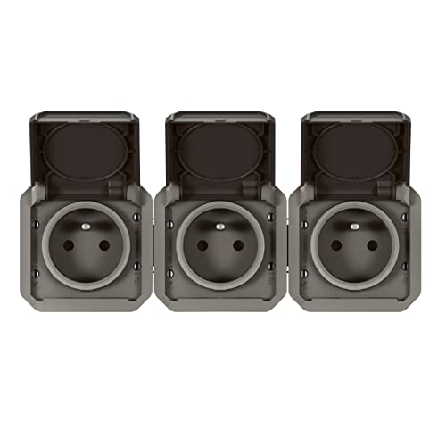 Prise de courant haut de gamme Legrand Plexo 069844L triple finition anthracite