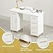 MaverickFurni Nail Tech Desk for Nail Tech, 43 Inch Wooden Manicure Table with Storage, Nail Table with 5 Drawers and Cabinet, Manicure Desk Nail Station (White)