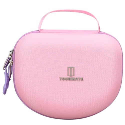 Image of Tourmate Hard Travel Case for Riwbox CT-7 CT-7S / iClever HS01 / FosPower Cat Ear LED Light Kids Wireless Headphones, Protective Carrying Storage Bag (Purple&Pink)