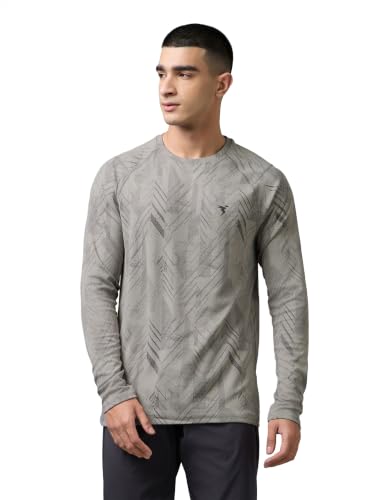 Image of TECHNOSPORT Men's Slim Fit Crew Neck Full Sleeve All Over Printed T-Shirt with Technocool+, UPF50+ for Gym, Sports & Regular Use