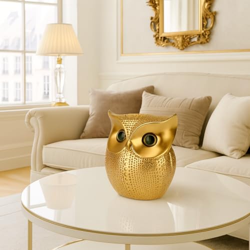 Xtore® Modern Classy Lucky Owl Resin Art Figure Showpiece (Golden), 1 Piece