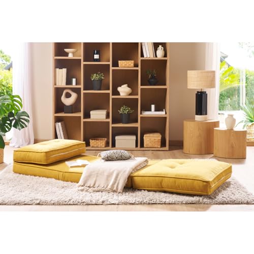 Poltrona Letto Singola In Tessuto Effetto Velluto Giallo Senape Sally - 5